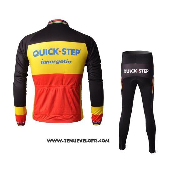 2010 Maillot Ciclismo Quick Step Champion Belgique Manches Longues et Cuissard